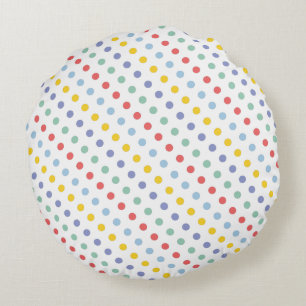 Spring Rainbow Polka Dot Pattern Round Pillow
