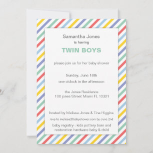 Spring Rainbow Stripes Pattern Baby Shower Invitation