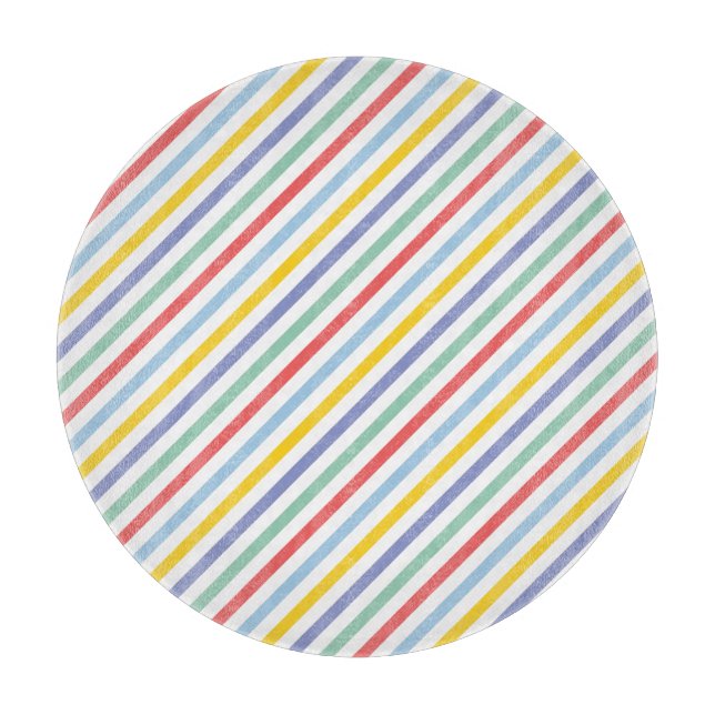 Spring Rainbow Stripes Pattern Cutting Board (Front)