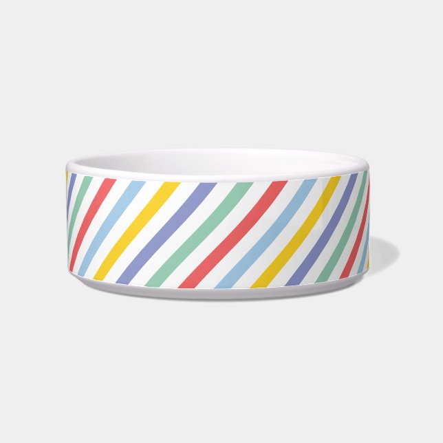 Spring Rainbow Stripes Small Pet Bowl (Right)