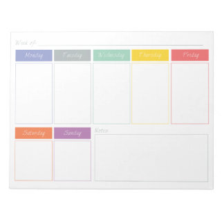 Spring Rainbow Weekly Planner Tear Off Notepad