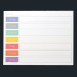 Spring Rainbow Weekly Planner Tear Off Notepad<br><div class="desc">Simple and colourful Spring Rainbow Weekly Planner Tear Off Notepad is perfect for home,  office or school.  Great gift for anyone who loves to organize.</div>