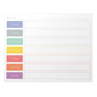 Spring Rainbow Weekly Planner Tear Off Notepad