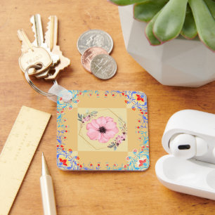 Spring Rebirth, Vibrant Floral Renewal Keychain