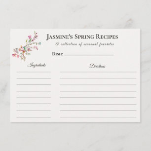 Spring Recipe Card – Watercolor Blossoms