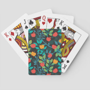 Spring Red and Green Colours Apple Fruit Pattern I Playing Cards