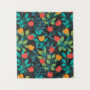Spring Red and Green Colours Apple Fruit Pattern I Tapestry