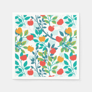 Spring Red and Green Colours Apple Fruit Pattern Napkin