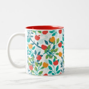 Spring Red and Green Colours Apple Fruit Pattern Two-Tone Coffee Mug