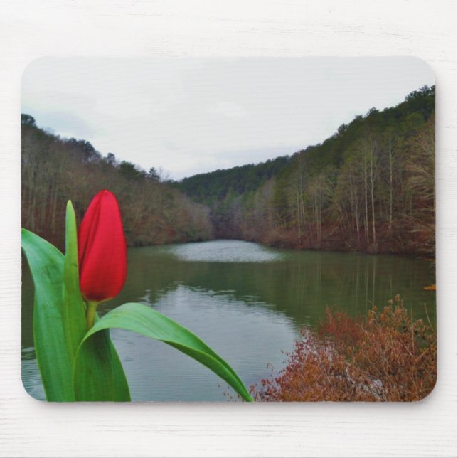 Spring Red Tulip at Lake Arrowhead Mouse Pad (Front)
