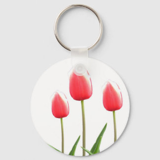 Spring red tulip flowers keychain