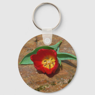 Spring Red Tulip Keychain
