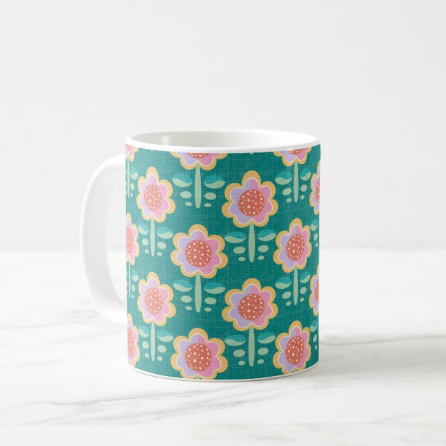 Spring Retro Flower Coffee Mug (Front Left)