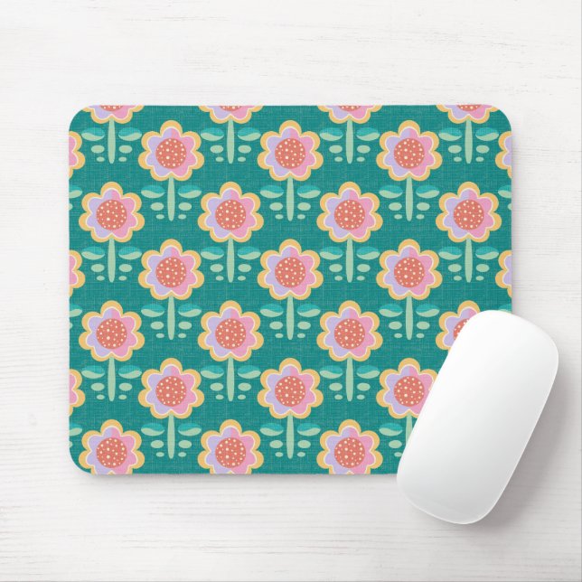 Spring Retro Flower Mouse Pad (With Mouse)
