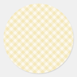 Spring Retro Gingham Buttercream Classic Round Sticker