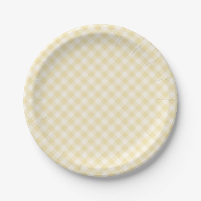 Spring Retro Gingham | Buttercream Paper Plate (Front)
