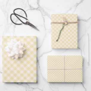 Spring Retro Gingham Buttercream Wrapping Paper Sheet
