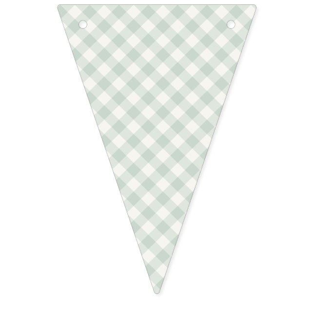 Spring Retro Gingham | Muted Sage Bunting Flags (First Flag)