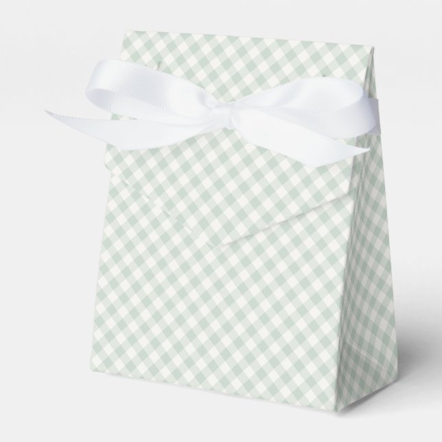 Spring Retro Gingham | Muted Sage Favor Box (Front Side)