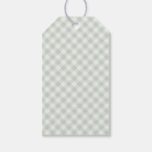 Spring Retro Gingham Muted Sage Gift Tags
