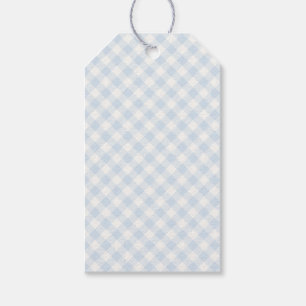 Spring Retro Gingham Powder Blue Gift Tags
