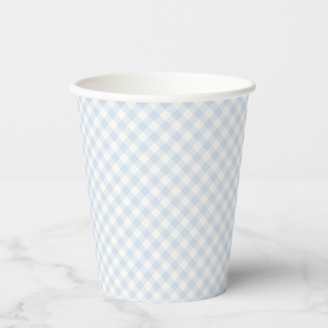 Spring Retro Gingham | Powder Blue Paper Cups (Front)