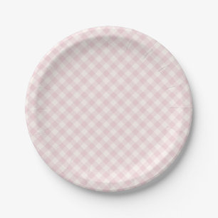 Spring Retro Gingham   Soft Blush Paper Plate