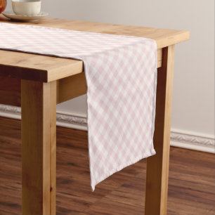 Spring Retro Gingham Soft Blush Short Table Runner