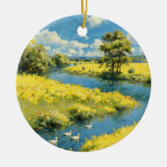 Spring River Yellow Field Ornament (Front)