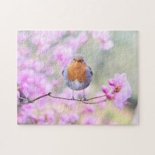 Spring Robin Bird Blossoms Jigsaw Puzzle