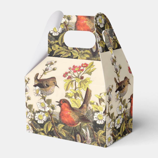 Spring Robin Birds Red Birding Favor Box (Front Side)