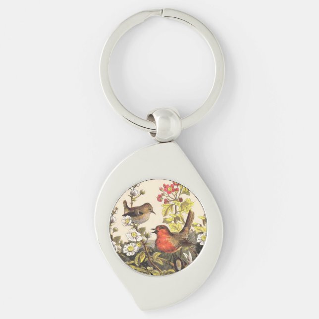 Spring Robin Birds Red Birding Keychain (Front)
