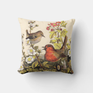 Spring Robin Birds Red Birding Throw Pillow