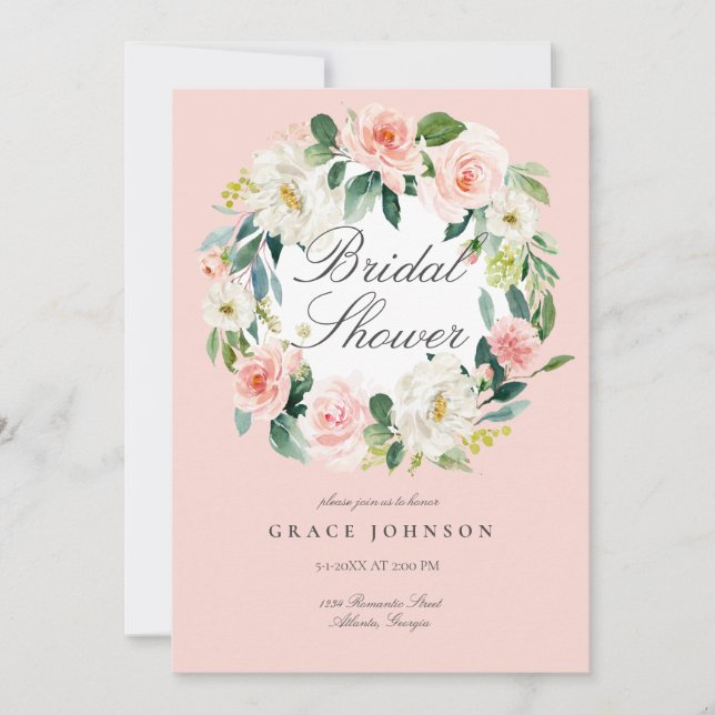 Spring Romantic Floral Wedding Bridal Shower Invitation (Front)
