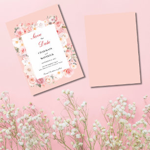 Spring Rose Blush Pink Frame Wedding Save The Date