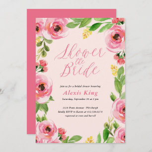 Spring Rose Floral Wreath Bridal Shower Invitation