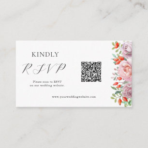 Spring Rose Wedding QR Code RSVP Enclosure Card