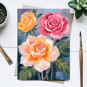 Spring Roses   Floral Watercolor Painting Flower Postcard