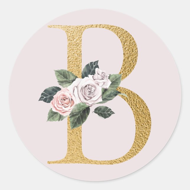 Spring roses gold initials sticker letter B (Front)