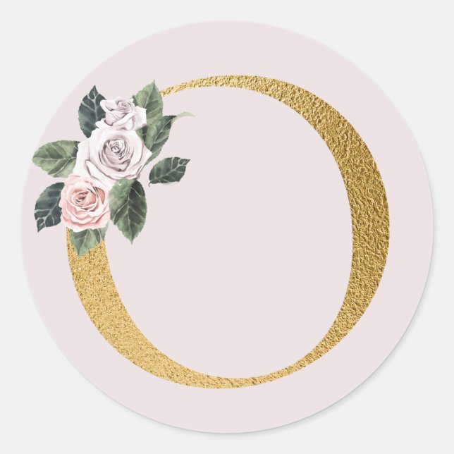 Spring roses gold initials sticker letter O (Front)