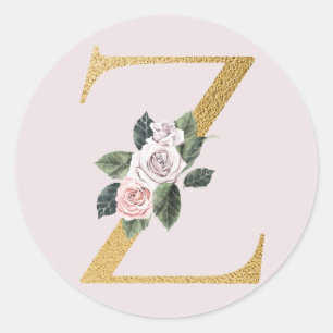 Spring roses gold initials sticker letter Z