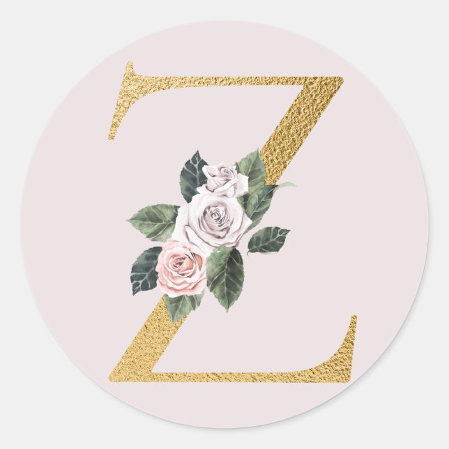 Spring roses gold initials sticker letter Z (Front)