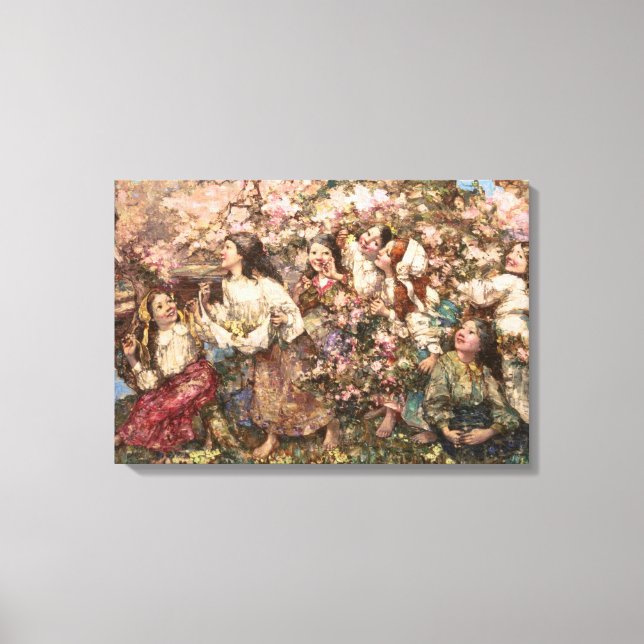 Spring Roundelay (by Edward Atkinson Hornel) Canvas Print (Front)
