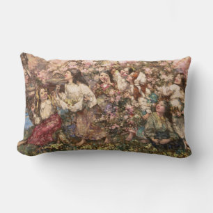 Spring Roundelay (by Edward Atkinson Hornel) Lumbar Pillow