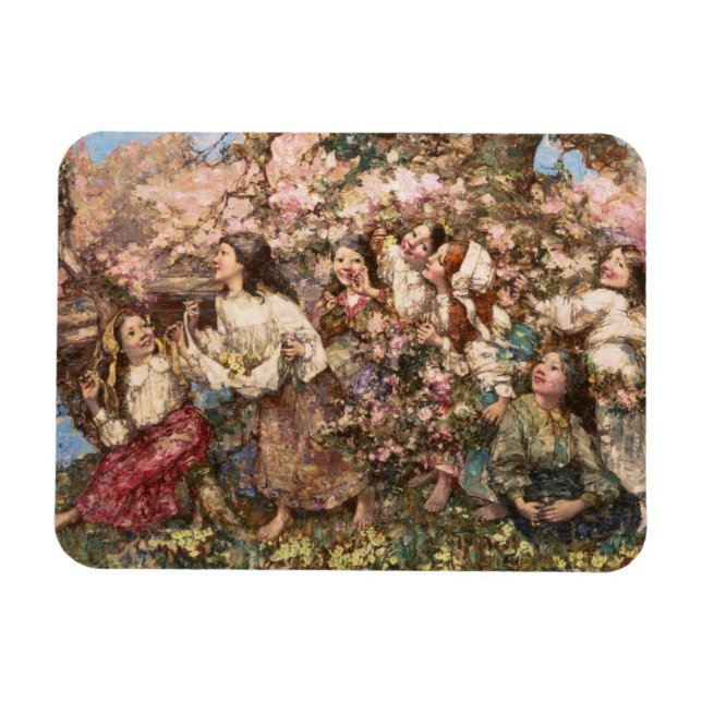 Spring Roundelay (by Edward Atkinson Hornel) Magnet (Horizontal)