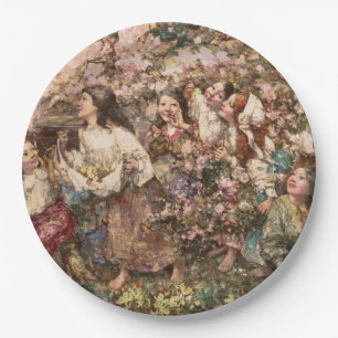 Spring Roundelay (by Edward Atkinson Hornel) Paper Plate