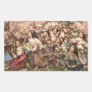 Spring Roundelay (by Edward Atkinson Hornel) Sticker