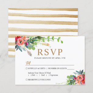 Spring Rustic Boho Floral Watercolor Wedding RSVP Card