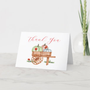 Spring Rustic Pumpkin Farm Labybug Baby Shower Thank You Card