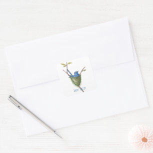 Spring’s Charm: Adorable Bird in a Nest Square Sticker